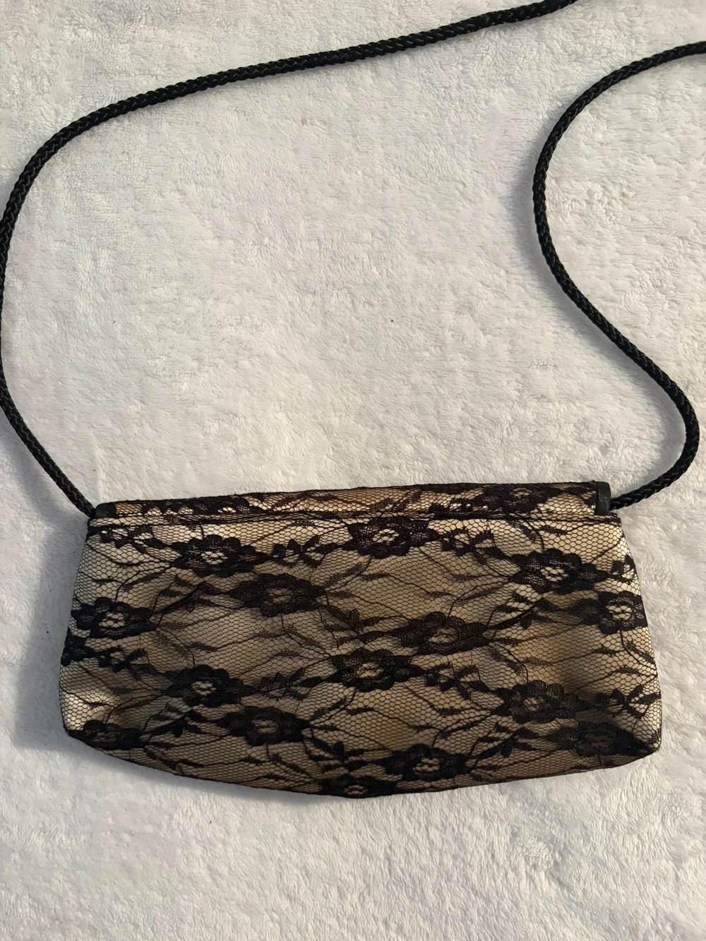Elegant Black Lace Overlay Evening Crossbody Bag